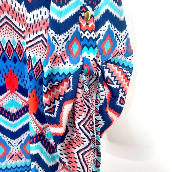 Almost Famous chevron tunic pull tab sleeve dress size XL 100% polyester - Picture 5 of 11